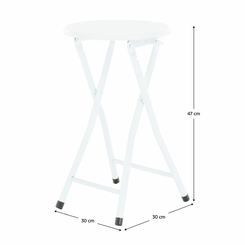 Skladacia stolička, 30cm, biela, kov, MDF, AMADEO NEW