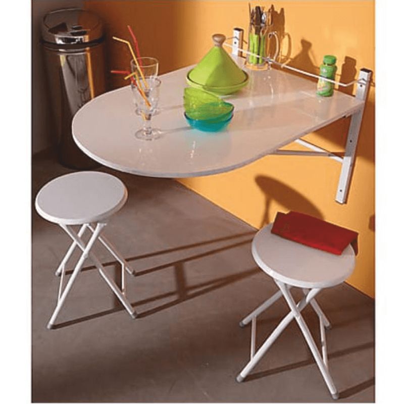Skladacia stolička, 30cm, biela, kov, MDF, AMADEO NEW