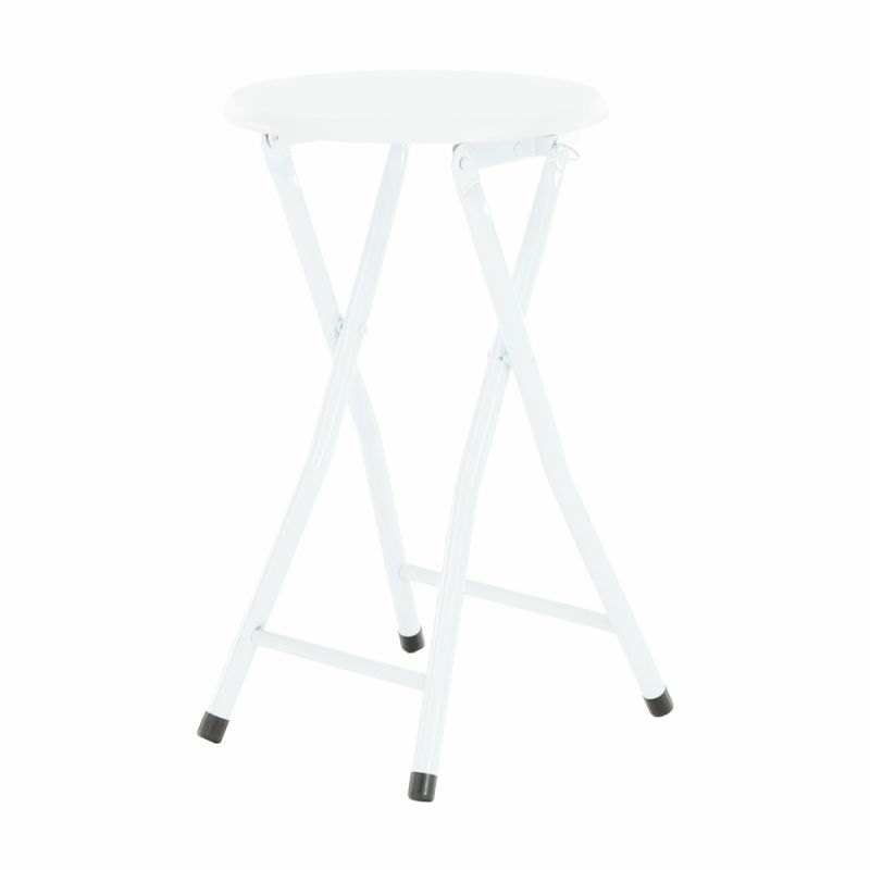 Skladacia stolička, 30cm, biela, kov, MDF, AMADEO NEW