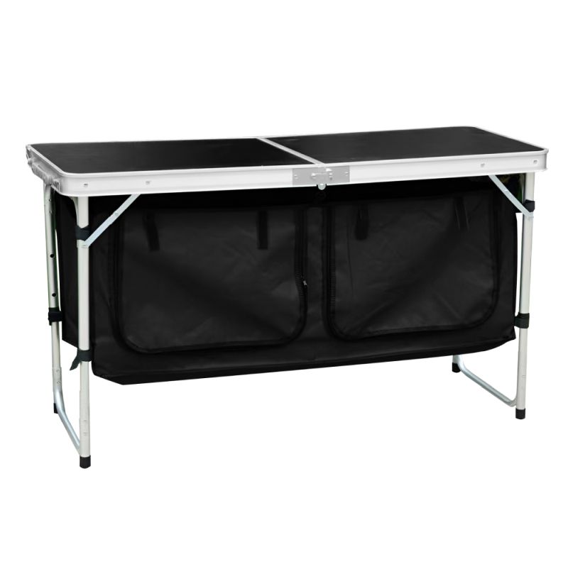 Skladací, kempingový stôl s organizérom, 120x47cm, hliník, MDF, látka, KEPI TYP 3