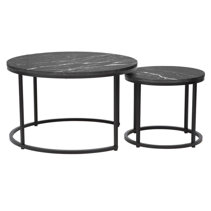 Konferenčné stolíky, set 2 ks, 80x80cm, tmavosivý, čierny, CIRKO