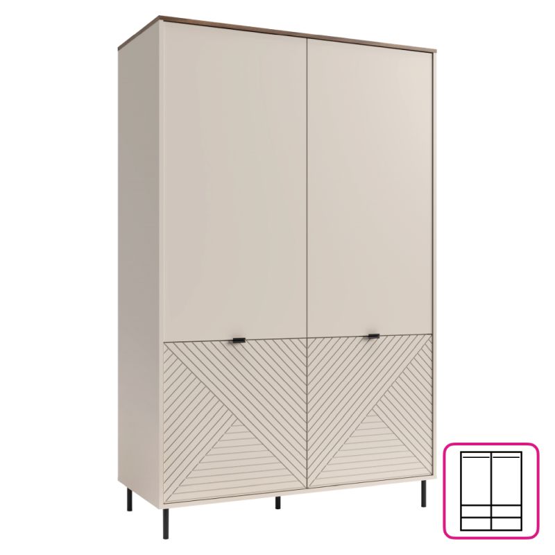 Skriňa, 123cm, vešiaková, kašmír, dub castello, EYCO 4D