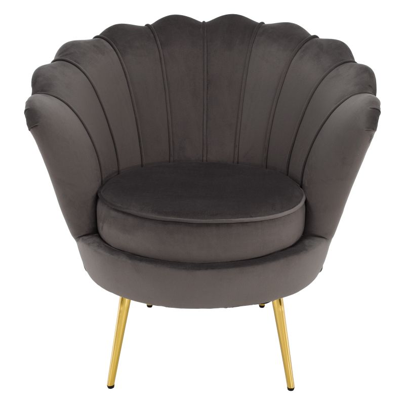 Kreslo Art-deco, kov gold chróm zlatý, sivohnedá Velvet látka, NOBLEO