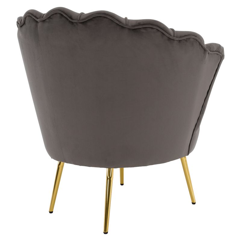 Kreslo Art-deco, kov gold chróm zlatý, sivohnedá Velvet látka, NOBLEO
