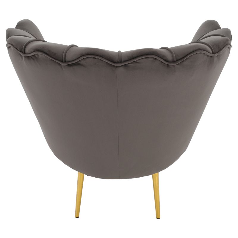 Kreslo Art-deco, kov gold chróm zlatý, sivohnedá Velvet látka, NOBLEO