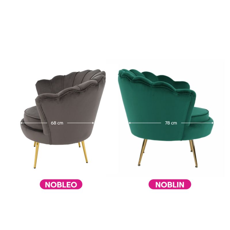 Kreslo Art-deco, kov gold chróm zlatý, sivohnedá Velvet látka, NOBLEO