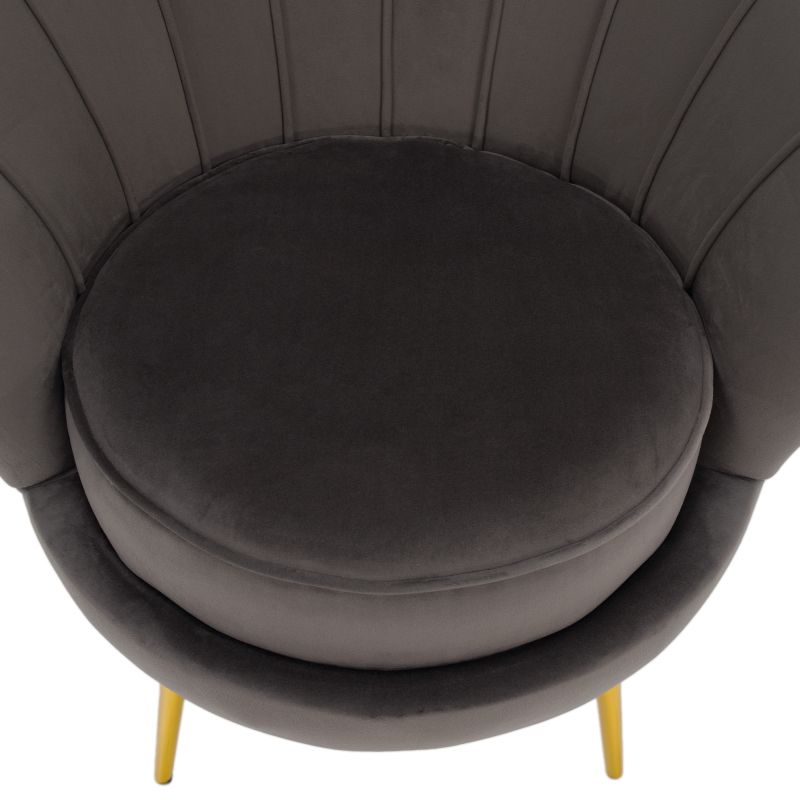 Kreslo Art-deco, kov gold chróm zlatý, sivohnedá Velvet látka, NOBLEO