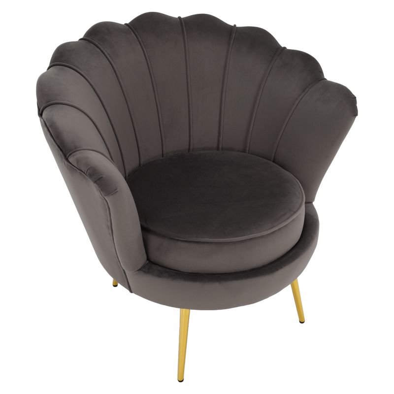 Kreslo Art-deco, kov gold chróm zlatý, sivohnedá Velvet látka, NOBLEO
