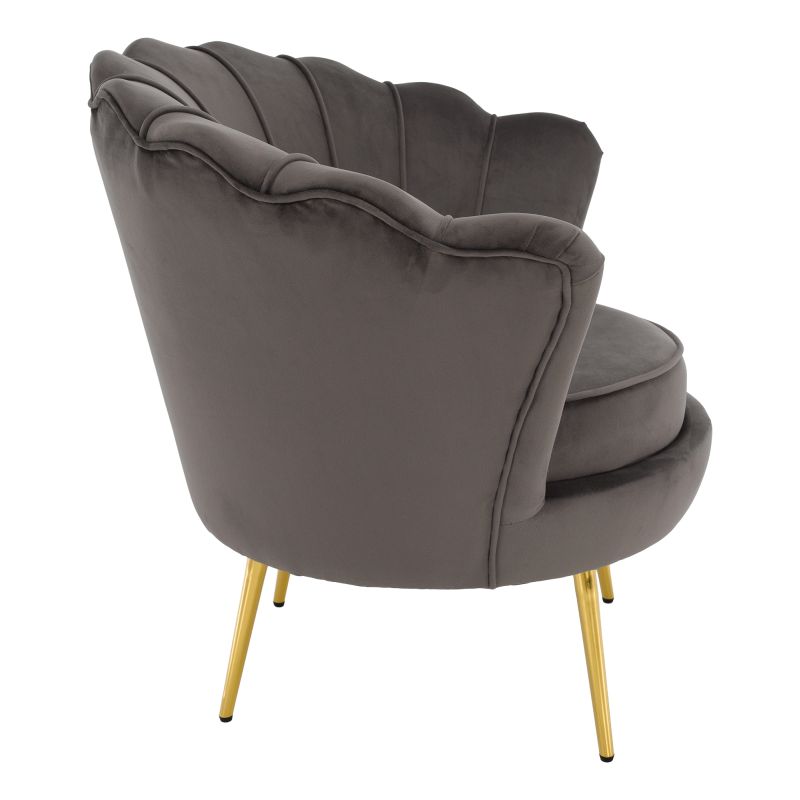 Kreslo Art-deco, kov gold chróm zlatý, sivohnedá Velvet látka, NOBLEO