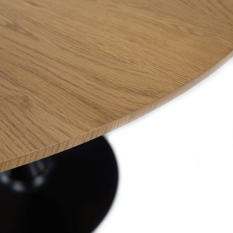 Jedálenský stôl, okrúhly 80cm, MDF, dub, čierny, REVENTON NEW