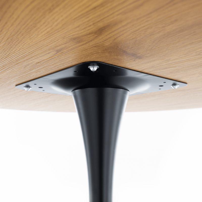 Jedálenský stôl, okrúhly 80cm, MDF, dub, čierny, REVENTON NEW