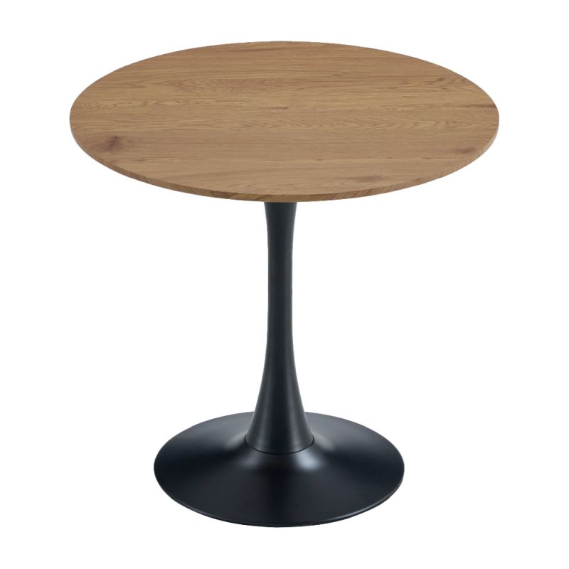 Jedálenský stôl, okrúhly 80cm, MDF, dub, čierny, REVENTON NEW