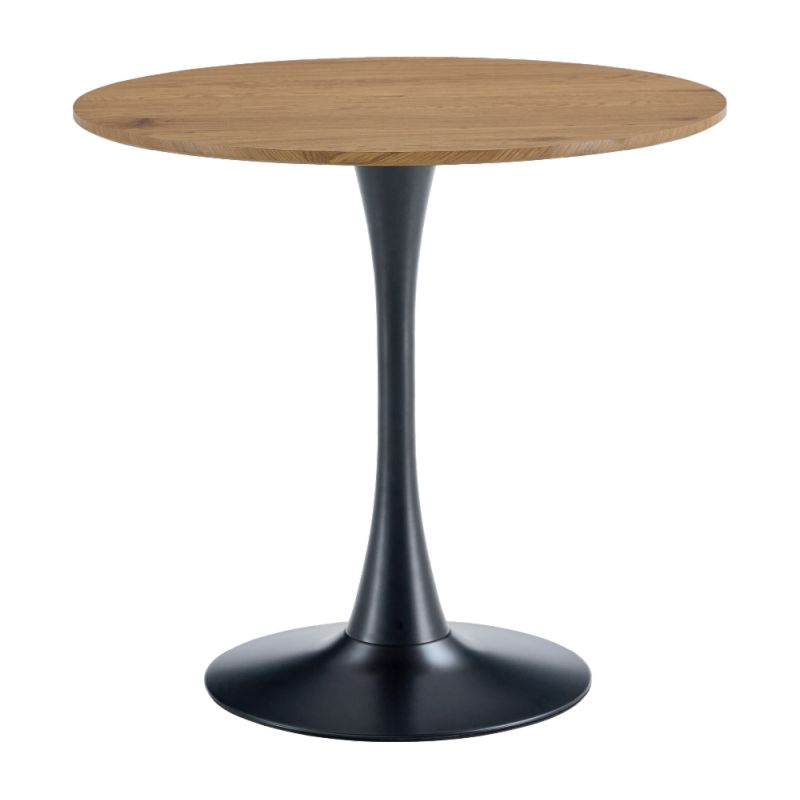 Jedálenský stôl, okrúhly 80cm, MDF, dub, čierny, REVENTON NEW