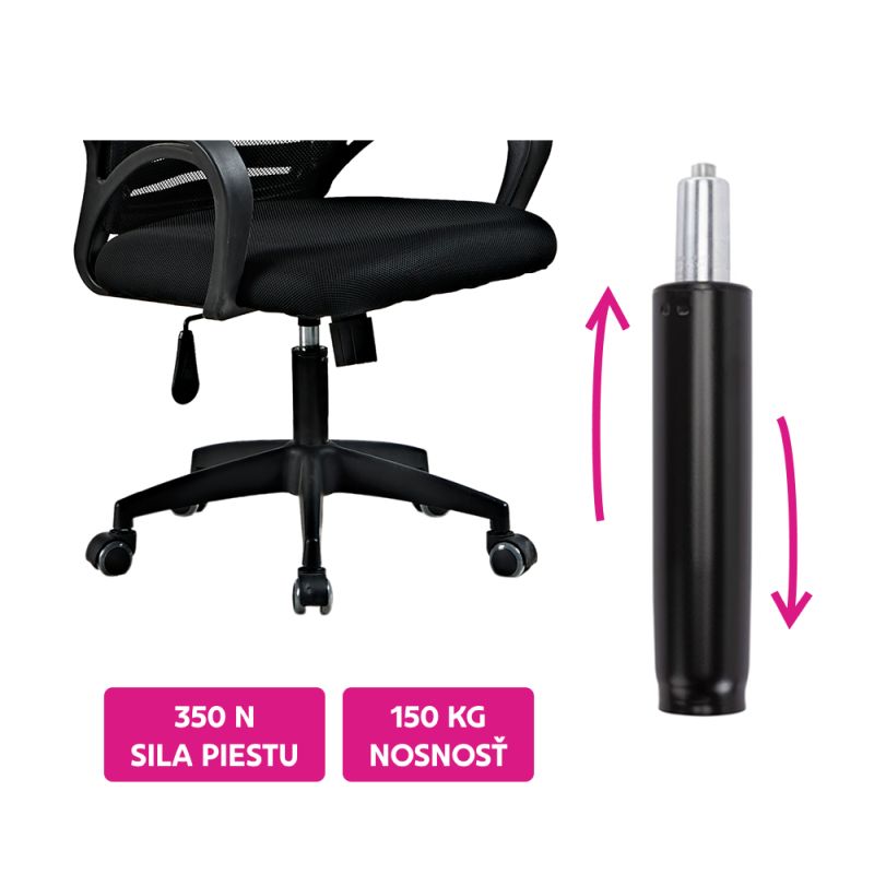 Plynový piest, čierna, dĺžka 41,2 cm, 150 kg, PIEST TYP 3