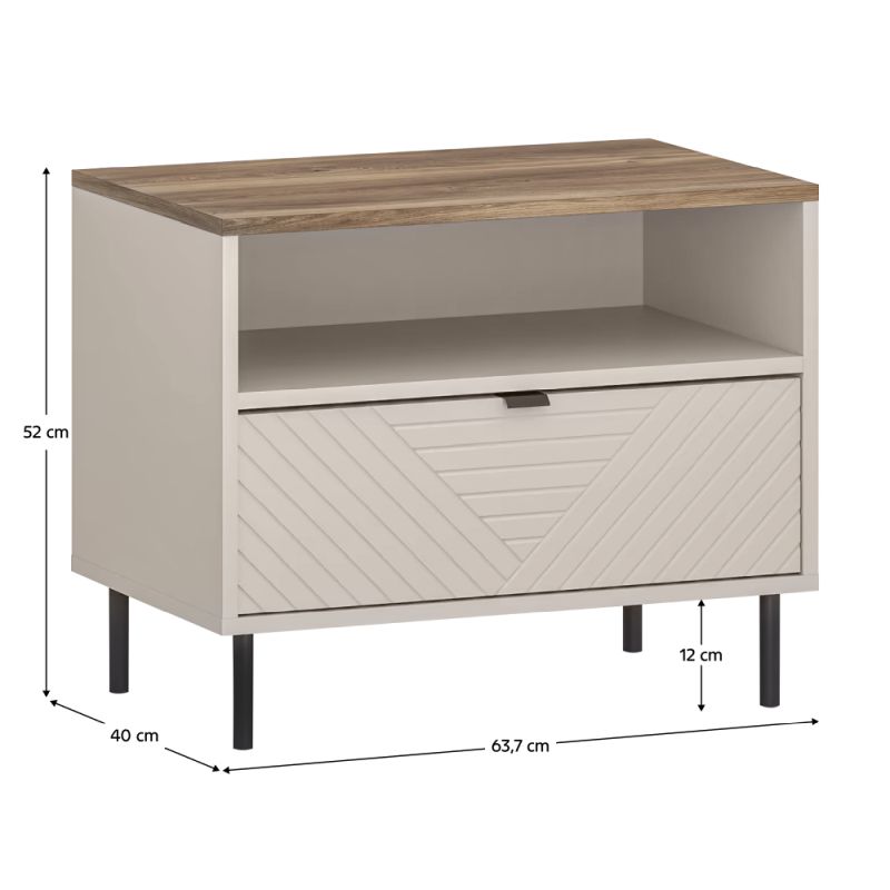 Nočný stolík, 64cm, kašmír, dub castello, EYCO 1S