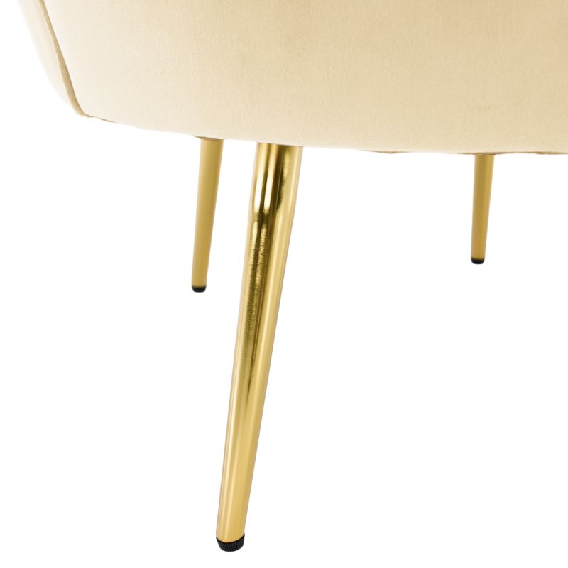 Kreslo Art-deco, béžová Velvet látka, kov gold chróm zlatý, NOBLEO