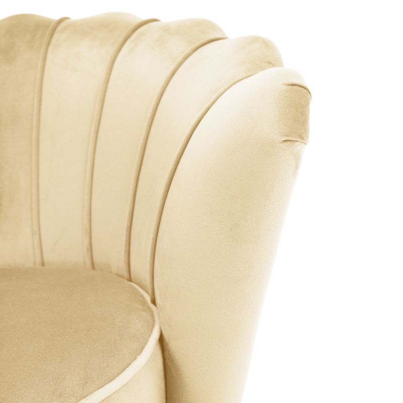 Kreslo Art-deco, béžová Velvet látka, kov gold chróm zlatý, NOBLEO