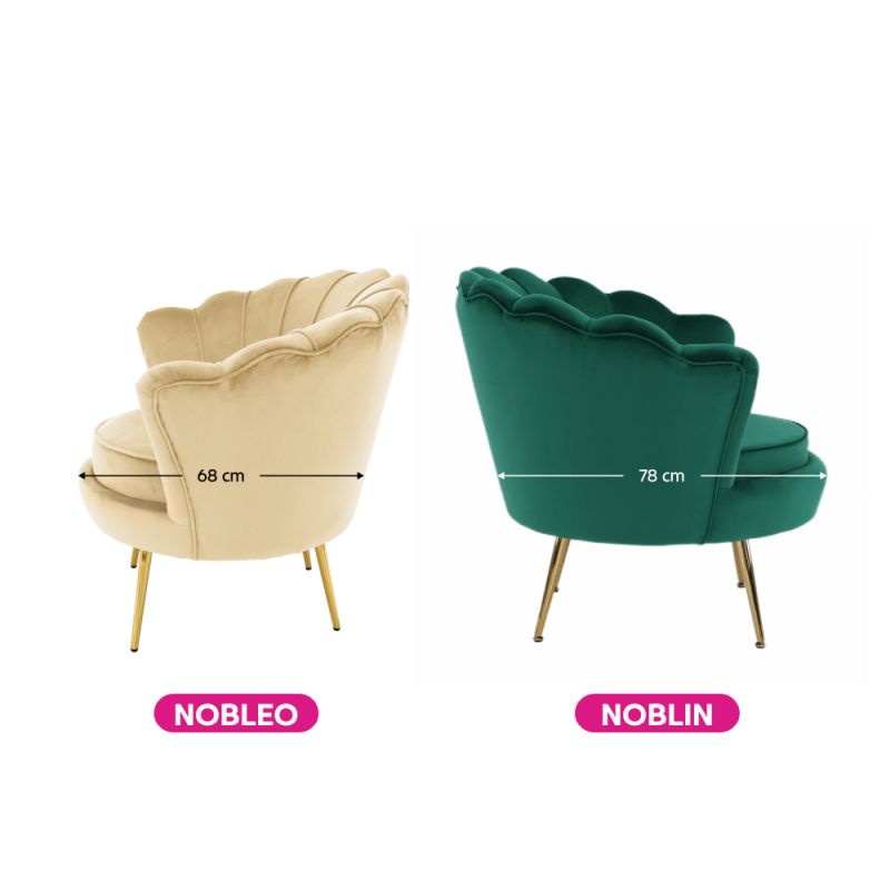 Kreslo Art-deco, béžová Velvet látka, kov gold chróm zlatý, NOBLEO