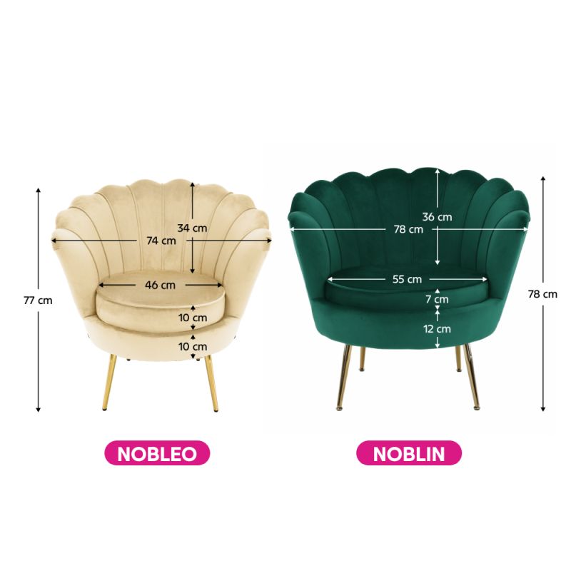 Kreslo Art-deco, béžová Velvet látka, kov gold chróm zlatý, NOBLEO