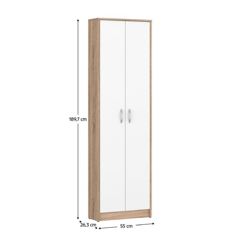Skriňa, 55cm, policová, dub sonoma, biela, VIRA-MECKI NEW
