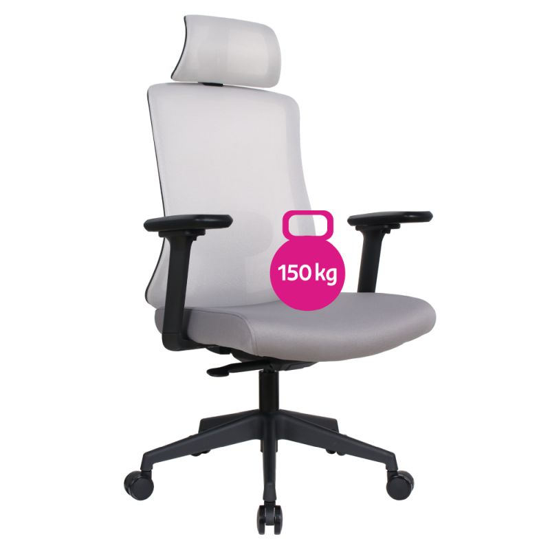 Kancelárske kreslo, sivá sieťovina, ROSANO