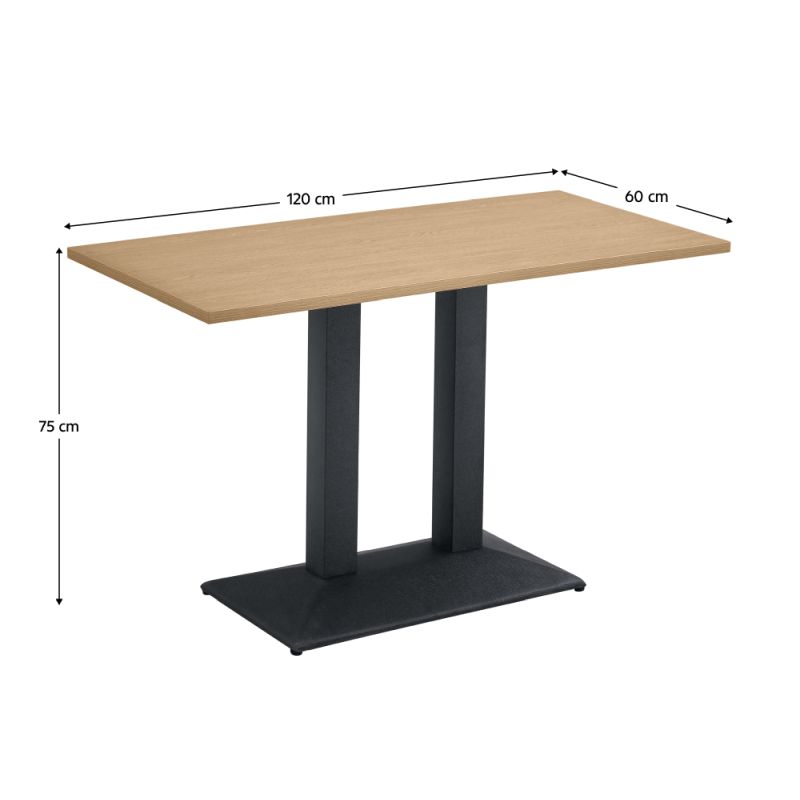 Jedálenský bistro stôl, 120x60cm, DTD, dub sonoma, čierny, RINALDO TYP 2