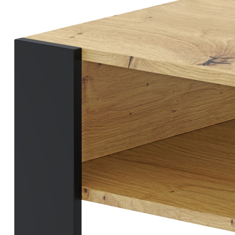 Konferenčný stolík, 68x67, dub artisan, čierny, CARA 2
