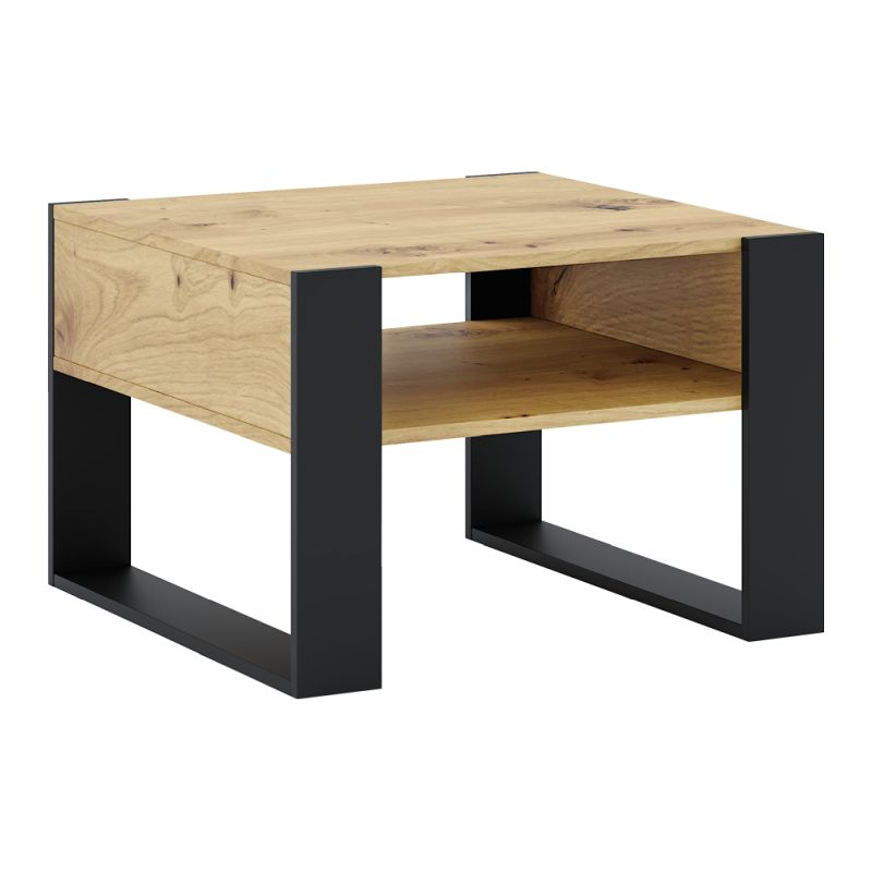 Konferenčný stolík, 68x67, dub artisan, čierny, CARA 2
