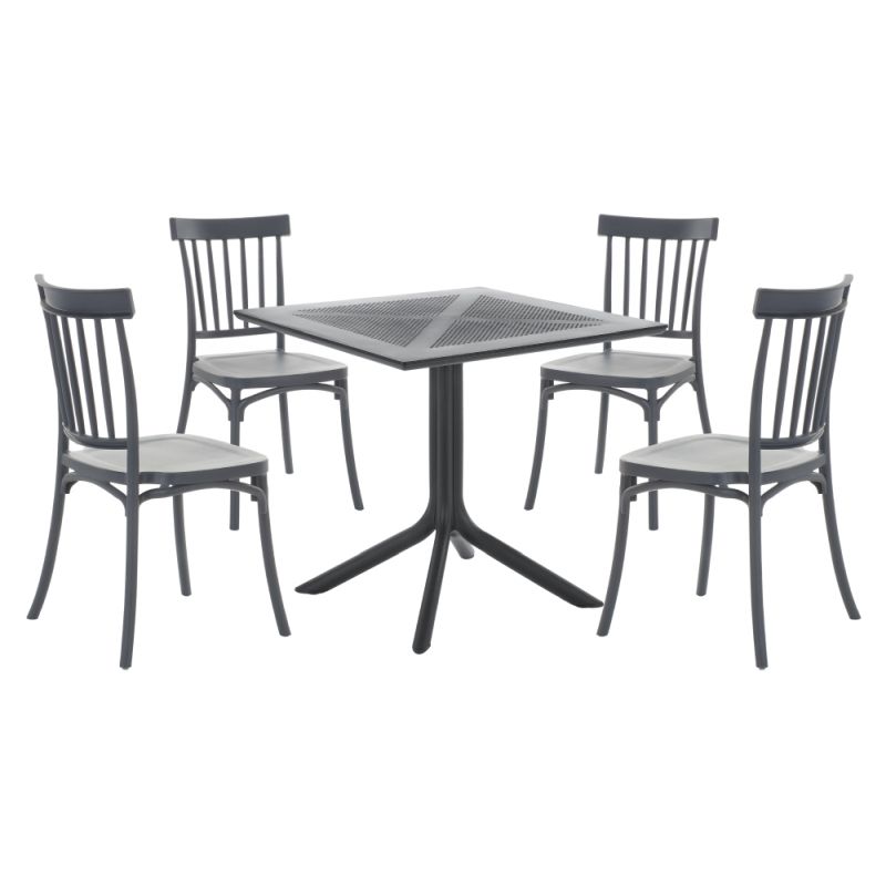 Stohovateľná stolička, tmavosivý plast, SAZEN NEW