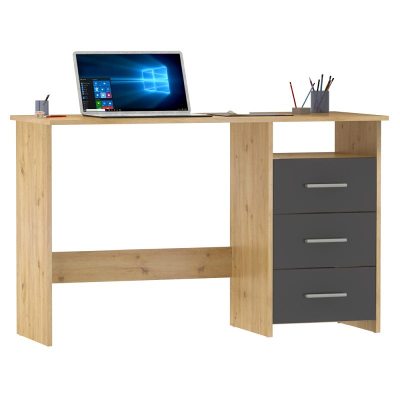 PC stôl, 123x50cm, dub artisan, grafit, LARISTOTE NEW