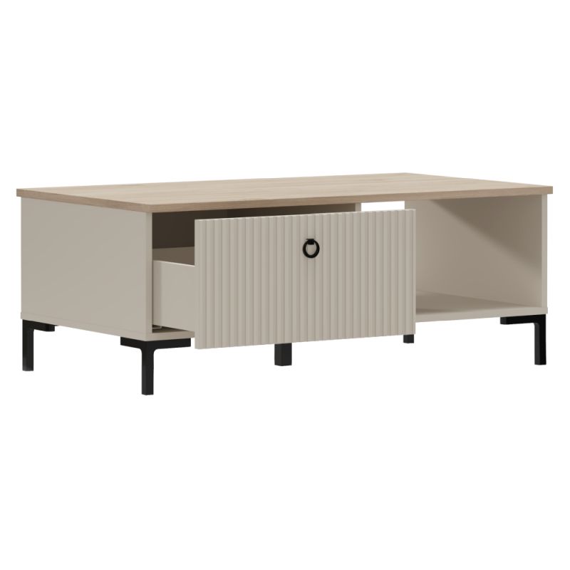 Konferenčný stolík, 110x61cm, sivohnedý Taupe, dub silverjack, DOMCA 1S