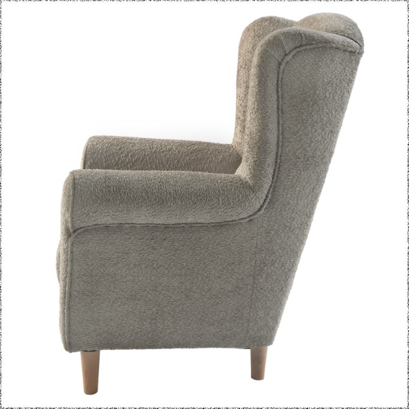 Kreslo, ušiak, sivobéžová Taupe látka Coral, CHARLOT