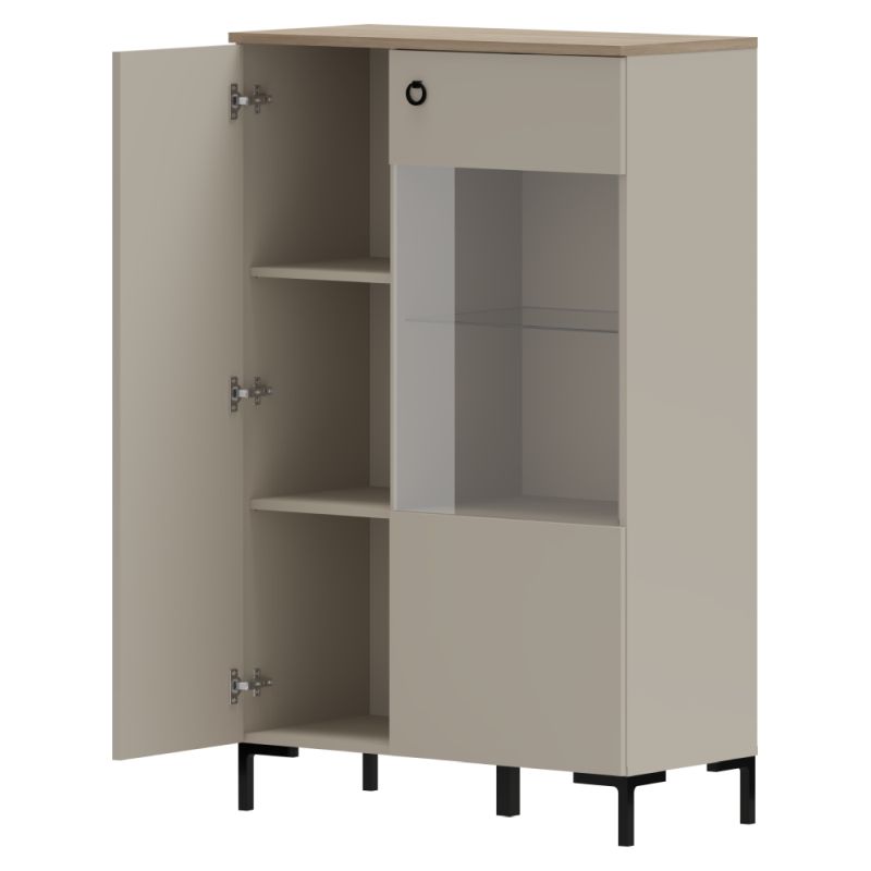 Nízka vitrína, 85cm, sivohnedá Taupe, dub silverjack, DOMCA 1D1W
