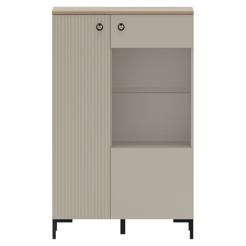 Nízka vitrína, 85cm, sivohnedá Taupe, dub silverjack, DOMCA 1D1W