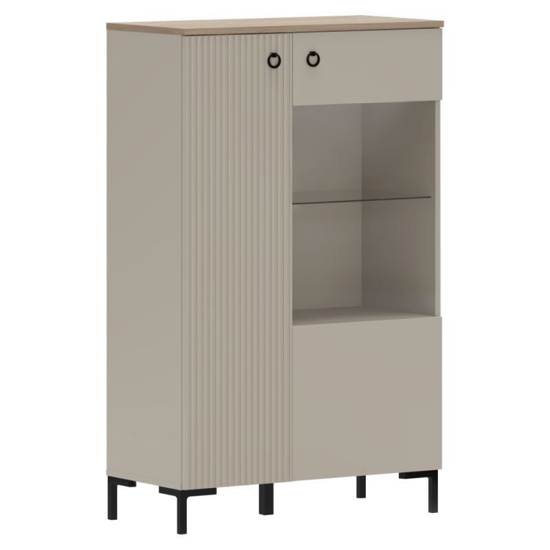 Nízka vitrína, 85cm, sivohnedá Taupe, dub silverjack, DOMCA 1D1W