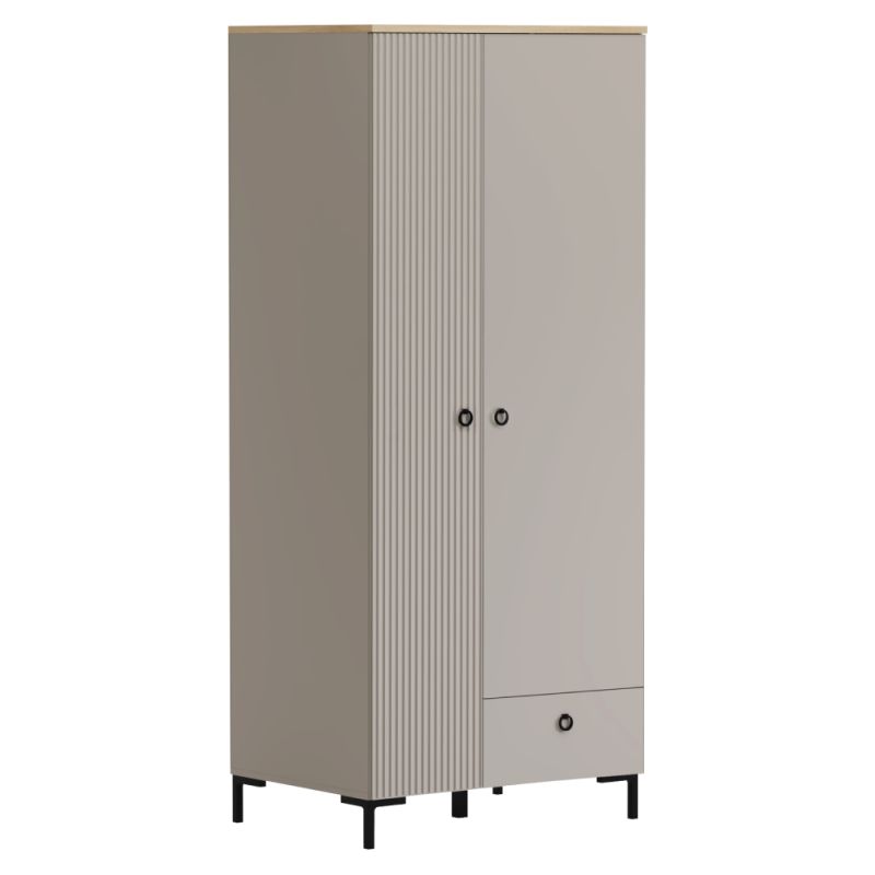 Skriňa, 86cm, kombinovaná, sivohnedá Taupe, dub silverjack, DOMCA 2D1S