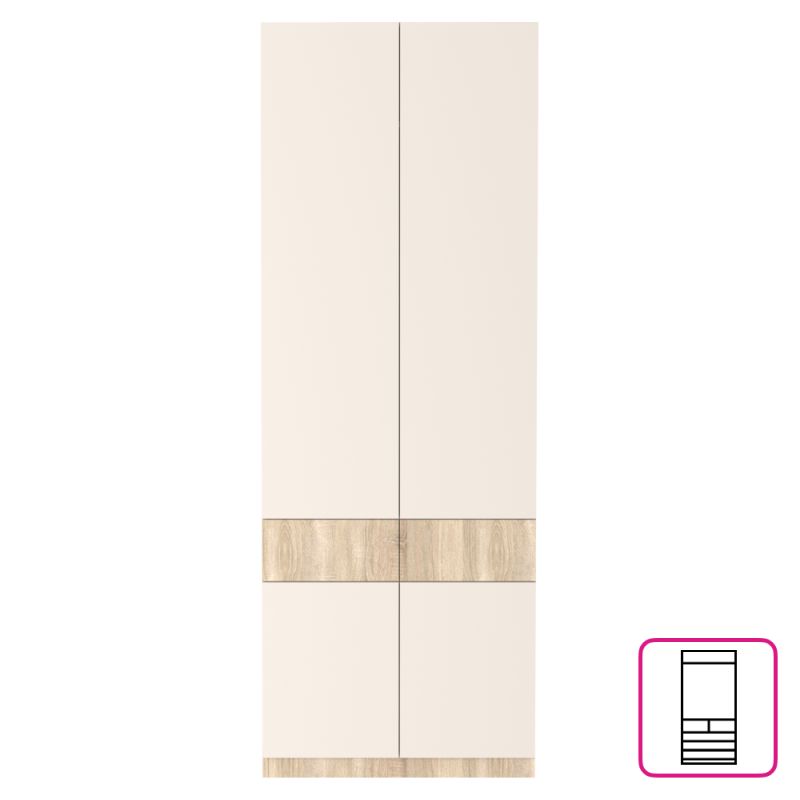 Skriňa, 80cm, kombinovaná, dub sonoma, kašmír, VERTIO SZF4D2S