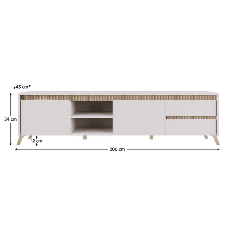 TV stolík, 206cm, kašmír, dub sonoma, LONGY RTV2K2So