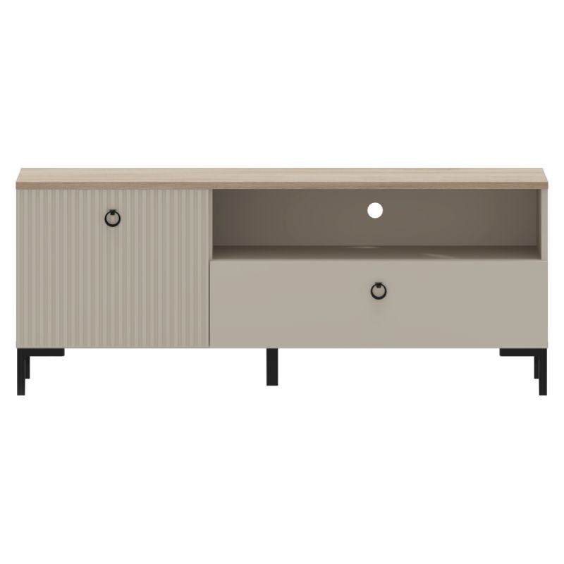 TV stolík, 135cm, sivohnedá Taupe, dub silverjack, DOMCA 1K1S
