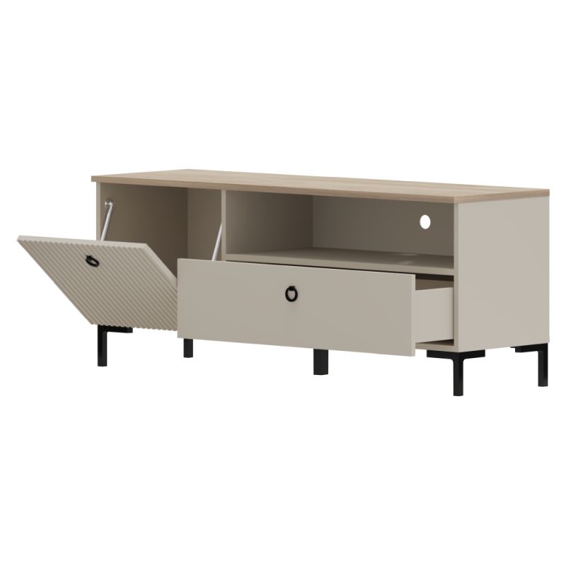TV stolík, 135cm, sivohnedá Taupe, dub silverjack, DOMCA 1K1S