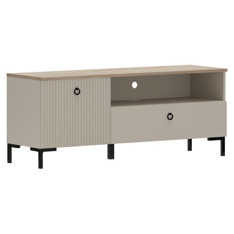 TV stolík, 135cm, sivohnedá Taupe, dub silverjack, DOMCA 1K1S