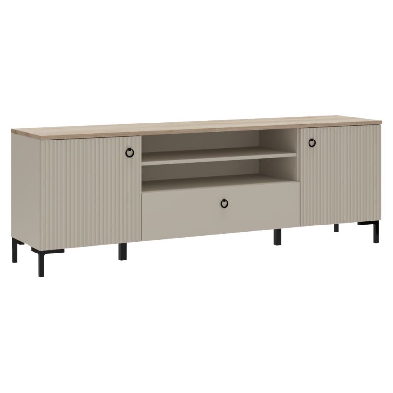 TV stolík, 184cm, sivohnedá Taupe, dub silverjack, DOMCA 2D1S