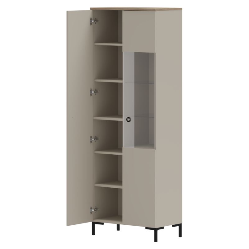 Vitrína, 70cm, sivohnedá Taupe, dub silverjack, DOMCA 1D1W