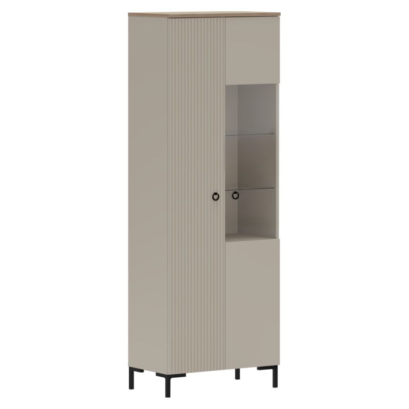 Vitrína, 70cm, sivohnedá Taupe, dub silverjack, DOMCA 1D1W