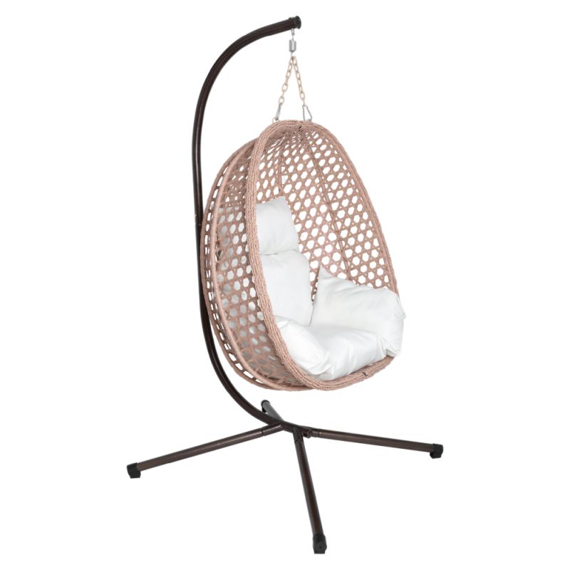 Závesné kreslo, skladacie, medené, béžové, krémové, SANAN