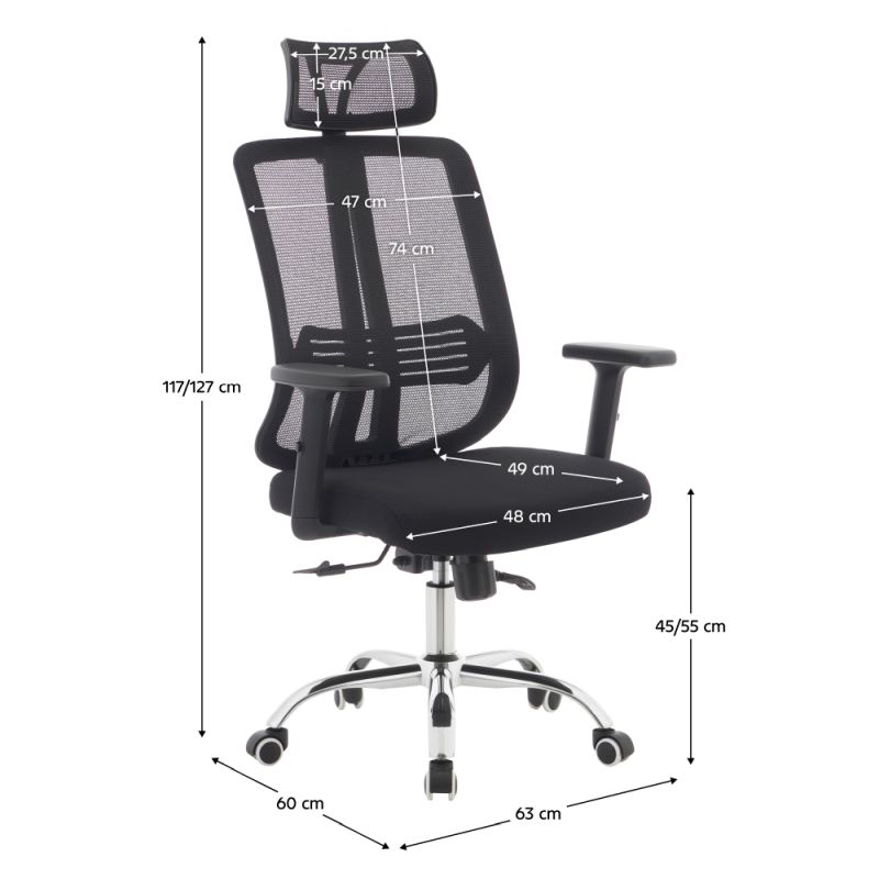Kancelárske kreslo, čierna látka, sieťovina, chróm, DUVAL