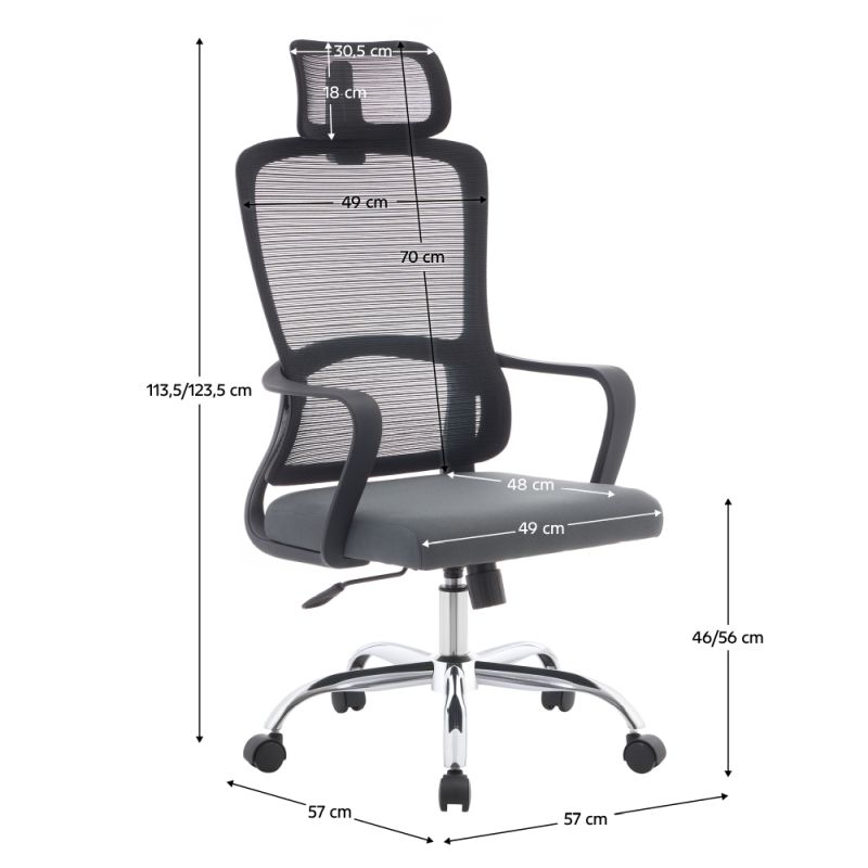 Kancelárske kreslo, sivá látka, čierna sieťovina, chróm, RANDY