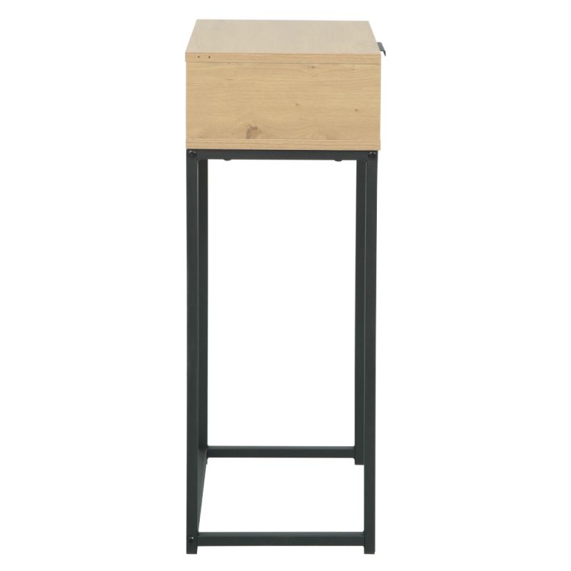 Konzolový stolík so zásuvkou, 40cm, dub, čierny, LERTOS