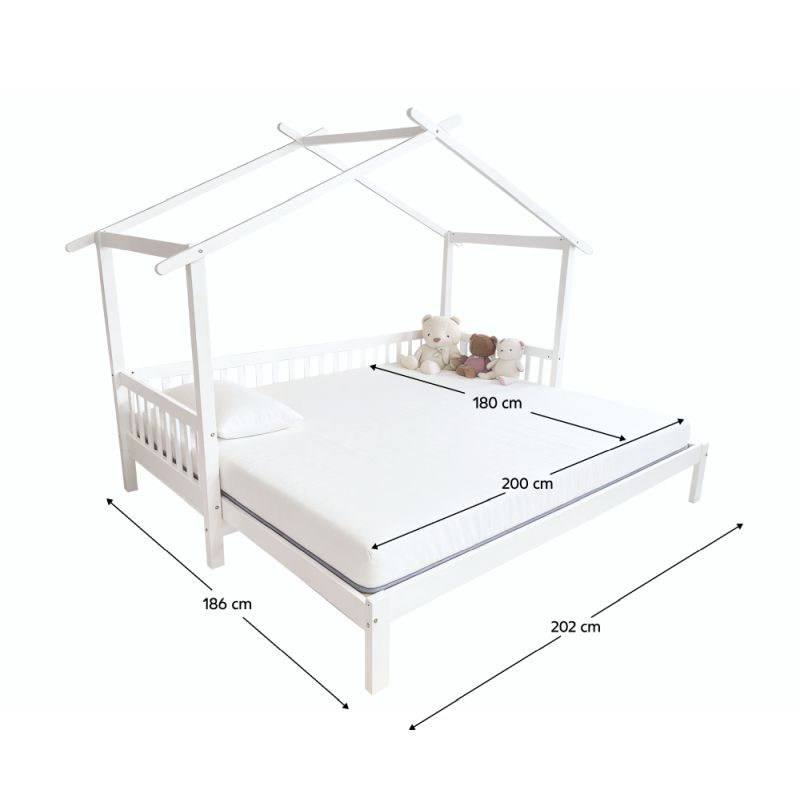 Montessori posteľ, rozkladacia, 90x200, masív, biela, KESIO