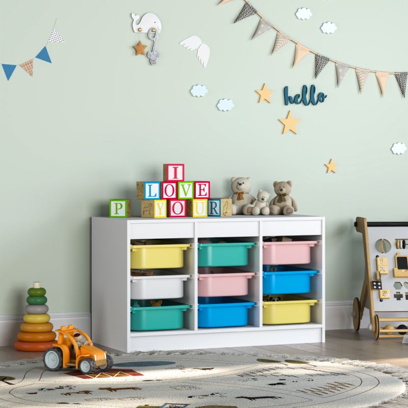 Organizér s úložnými boxami, 120cm, biely, mix farieb, TRIMAL NEW